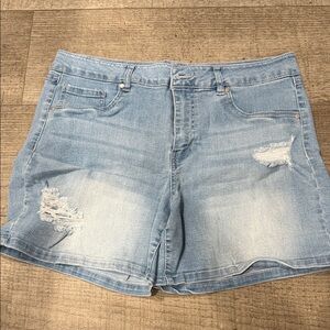 d. jeans Light Blue Ripped Jean Shorts